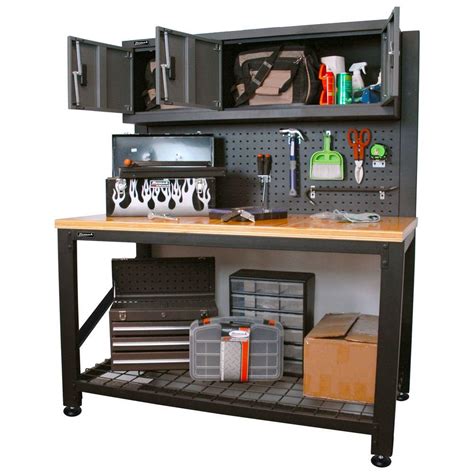 garage cabinets stainless steel|garage metal cabinets with workbench.